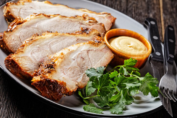 honey garlic baked pork ham, top view