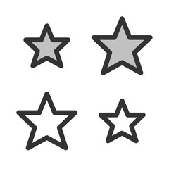 Pixel-perfect linear icon of star built on two base grids of 32x32 and 24x24 pixels for easy scaling. The initial base line weight is 2 pixels. In two-color and one-color versions. Editable strokes