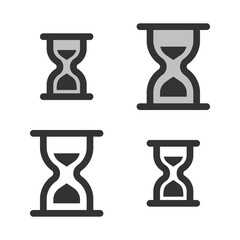 Pixel-perfect linear icon of hourglass built on two base grids of 32x32 and 24x24 pixels. The initial base line weight is 2 pixels. In two-color and one-color versions. Editable strokes
