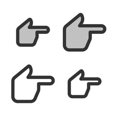 Pixel-perfect linear  forefinger pointing forward icon  built on two base grids of 32x32 and 24x24 pixels. The initial line weight is 2 pixels. In two-color and one-color versions. Editable strokes