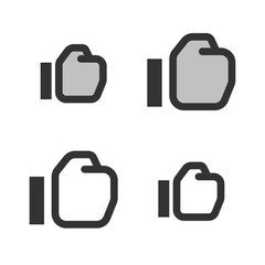 Pixel-perfect linear fist icon  built on two base grids of 32 x 32 and 24 x 24 pixels for easy scaling. The initial base line weight is 2 pixels. In two-color and one-color versions. Editable strokes