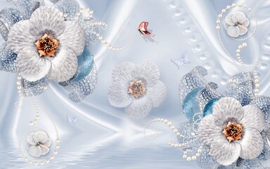 flower on blue background