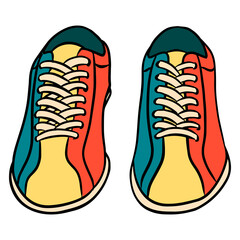 Bowling shoes. Shoes for the game. Required for bowling. Bowling Club. Cartoon style.