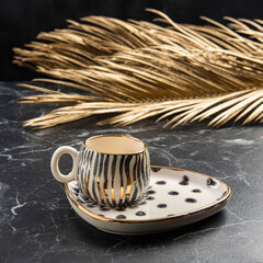 gold plated ceramic turkish coffee cup