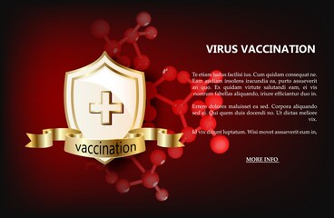 Vaccine, medicine, antibiotic. Security shield for virus protection. Coronavirus, 2019 nCoV safety concept.