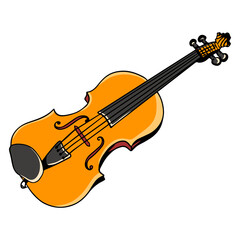 Fototapeta na wymiar Violin. Musical instrument. Classical music. Cartoon style.