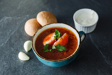 
Delicious European food on the plate, hearty snack, healthy food. Photo for restaurant menu
