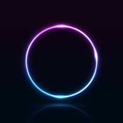 Neon abstract round. Glowing frame.