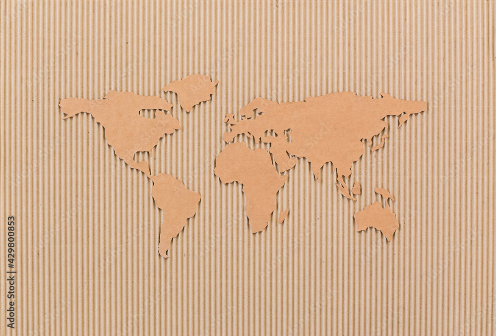 Wall mural world map made of fiberboard