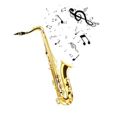 Plakat Saxophone and music notes on poster illustration