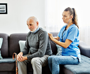 nurse doctor senior care caregiver help assistence retirement home stethoscope nursing elderly man woman health support