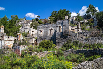 The abandoned Greek Kayakoy Town, also known as Karmilissos or Ghost Town. Fethiye, Mugla Province,...