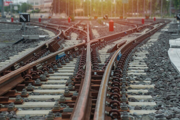 Fototapeta premium Railway tracks. railway tracks Thailand. Blurred railway