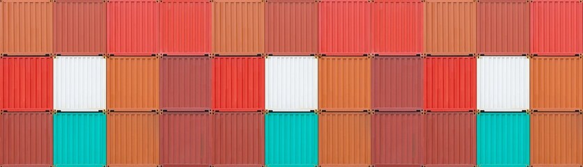 Panorama of Colorful stack of container shipping at dockyard