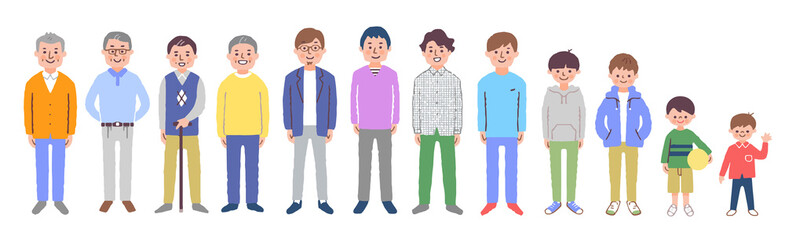 Obraz premium いろいろな世代の男性 全身 セット