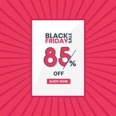 Black Friday sale banner upto 85% off. Black Friday promotion 85% discount offer