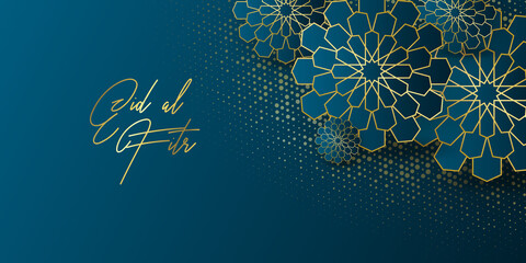 Ramadan kareem greeting card design template for invitation, banner, poster with lamp, crescent, calligraphy. Realistic vector illustration eid al fitr (Feast of Breaking the Fast). Eid Mubarak