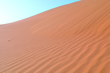 Beautiful abandoned desert dunes on the sunlight