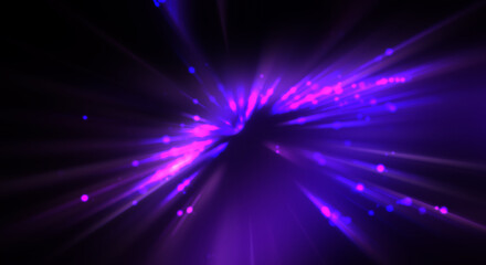 Dynamic moving burst of light. Beautiful shinning background of colorful lights. Vibrant energy display of a star with glowing light rays and particles.