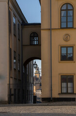 Small arch passage on the island Riddarholmen in Stockholm