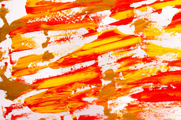 yellow-red oil paint brush strokes on paper. multicoloure