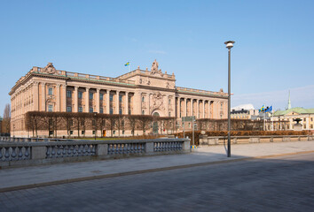 Naklejka premium Swedish government house in Stockholm a sunny spring morning. 21-04-24