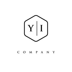 initial YI logo design vector