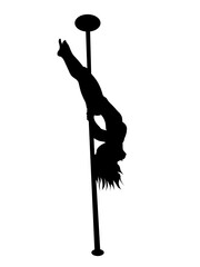 Pole dancer silhouette head down