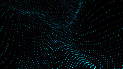 Obraz premium Abstract digital background. Futuristic wave of dots and weave lines. Digital technology. 3d rendering.