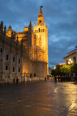 View of the Cathedral of Seville with the Giralda