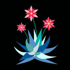 Aloe vera flowers seamless pattern.