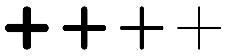 More icon. Set of plus icons. Vector illustration.