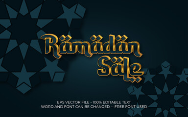 Gold text effect vector. Editable text effect. Golden ramadan style theme.