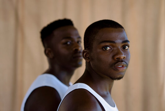 Portrait of Young African Men in Summer Vest 