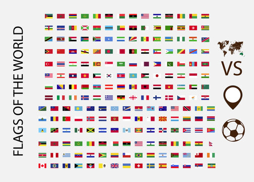 FLAGS OF THE WORLD. World flags all vector color official isolated.