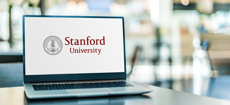 Laptop Computer Displaying Logo Of Stanford University