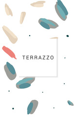 Bright Terrazzo Wall Vector White Background.