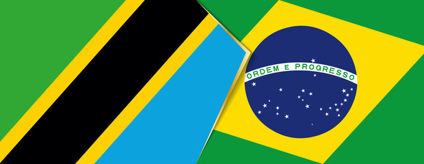Tanzania and Brazil flags, two vector flags.