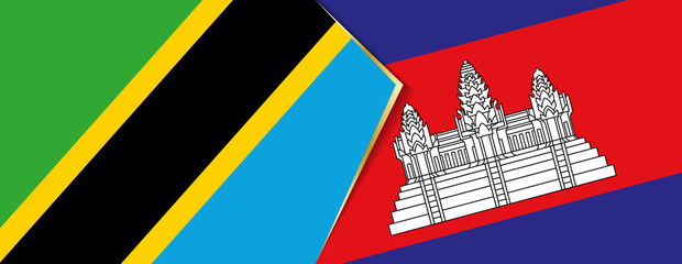 Tanzania and Cambodia flags, two vector flags.