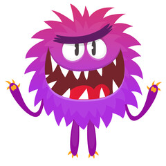 Happy cartoon monster. Halloween vector illustration of funny monster creature