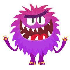 Happy cartoon monster. Halloween vector illustration of funny monster creature