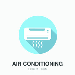 Air conditioner colored icon. vector thin sign illustration for air conditioning logo