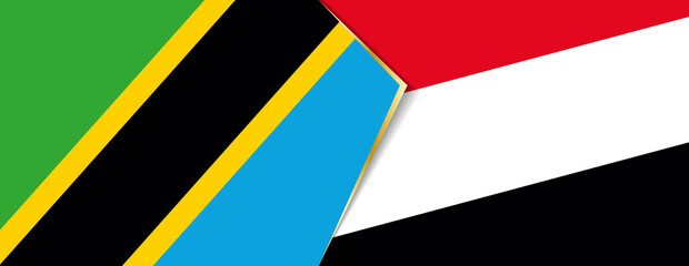 Tanzania and Yemen flags, two vector flags.