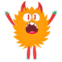 Happy cartoon monster. Halloween vector illustration of funny monster creature