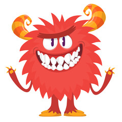 Happy cartoon monster. Halloween vector illustration of funny monster creature