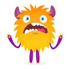 Happy cartoon monster. Halloween vector illustration of funny monster creature