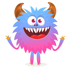 Happy cartoon monster. Halloween vector illustration of funny monster creature