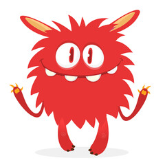 Happy cartoon monster. Halloween vector illustration of funny monster creature