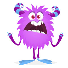 Happy cartoon monster. Halloween vector illustration of funny monster creature