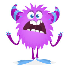 Happy cartoon monster. Halloween vector illustration of funny monster creature